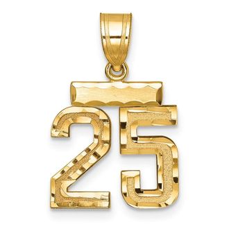 Diamond2Deal 14k Yellow Gold Small Brushed Diamond-cut Number Charm Pendant