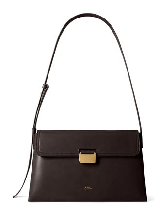 A.P.C. Sac Simone Gold Clasp Brown Leather Shoulder Bag