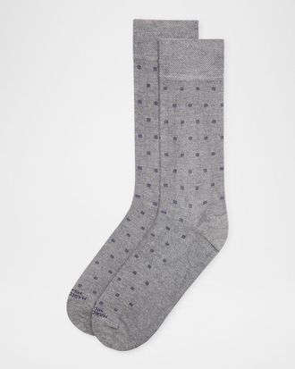 Marcoliani Mens Modal Cashmere Micro Polka Mid-Calf Socks