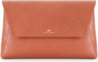 Elisabetta Franchi Tassen, Dames, Bruin, ONE Size, Leer, Envelope Clutch