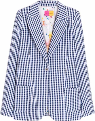 Vilagallo Womens Vichy Blazer In Blue Check