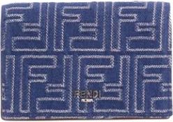 Fendi Denim visitekaarthouder met hoes - Heren - Portefeuilles - Blauw - ONE Size - Denim - Accessoires