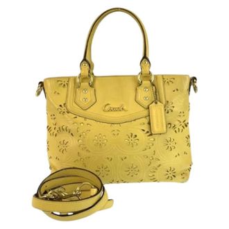 Coach Pre-owned Handbags, female, Yellow, Size: ONE SIZE Pre-owned Punching Leather 2way Bag