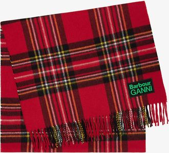Ganni Red x Barbour Wool Scarf