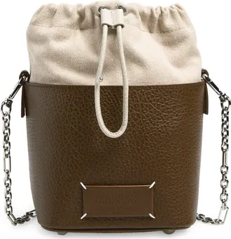 Maison Margiela Small 5AC Leather Bucket Bag in Field/Stone at Nordstrom