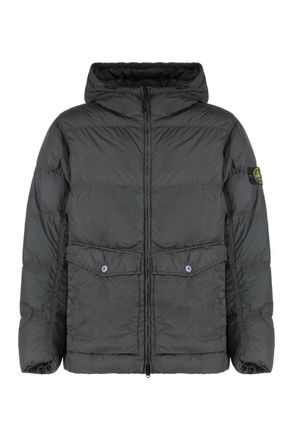 Stone Island Down Jacket With Hood In Nylon Ripstop