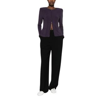 Emporio Armani Jassen, Dames, Paars, M, Ribbed Zip Jacket