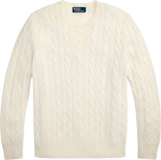 Ralph Lauren Iconische Kabelgebreide Kasjmier Trui - Heren - Cashmere truien - Beige - M - Kasjmier - Truien & Vesten