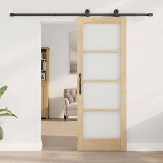 Berkfield Home Sliding Door with Hardware Set ORKDAL73.5x198.5 cm in Beige | Size: 73.5x198.5 cm