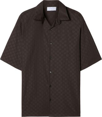 Off-white Damier Cot-jacquard shirt - Brown