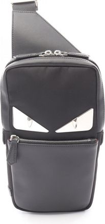 Fendi Black Leather Nylon Fanny Pack Sling Bag (Pre-Owned)