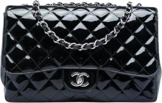 Chanel Pre-owned Vintage Quilted Patent Shoulder Bag - Dames - Vintage Schoudertas - Zwart - ONE Size - Leer - Vintage