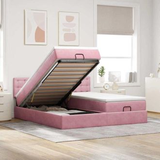 vidaXL Estructura De Cama Otomana Colchones Terciopelo Rosa 160x200cm Vidaxl