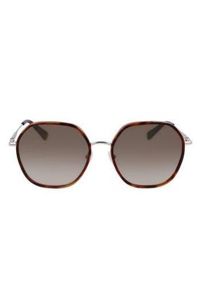 Longchamp Roseau 58mm Gradient Rectangular Sunglasses in Gold/havana at Nordstrom Rack