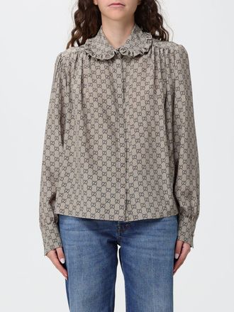 Gucci Camicia in seta con motivo GG e collo Peter Pan