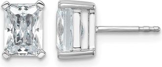 Diamond2Deal 14k White Gold 3 ctw Radiant Cut Lab Grown Diamond Stud Earrings