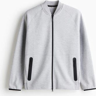 H&M Sports Bomber Jacket With Drymove in Light Gray Melange at Nordstrom, Size Xx-Large