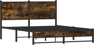 vidaXL Vidaxl - Estructura de cama sin colchón metal roble ahumado 140x200 cm