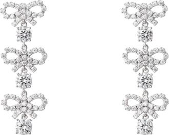Self Portrait Kristalboog Gelaagde Oorbellen - Dames - Oorbellen - Grijs - ONE Size - Accessoires