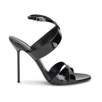 PARIS TEXAS Schoenen, Dames, Zwart, 37 EU, Leer, Patent Leather Enkelband Haksandalen