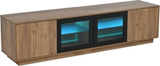 Urban Meuble Mueble tv y vitrina led efecto madera natural y negro 4 puertas