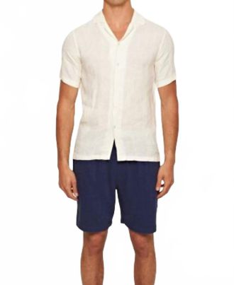 Orlebar Brown Hibbert Linen Woven Stripe Shirt In Sandbar