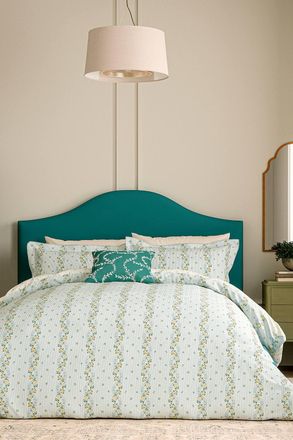 V&A shop Spitalfields Rose Cotton Duvet Cover Set in Duck Egg Blue | Size: King