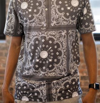 SwingJuice Mens Golf Bandana Polo Shirt In Dark Grey