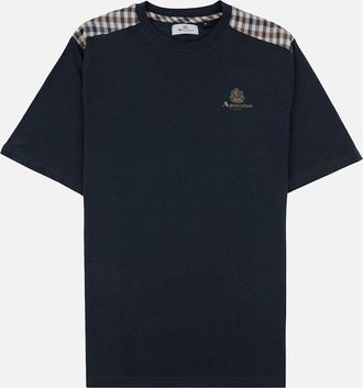 Aquascutum Mens Aquascutum Club Check Shoulder T-shirt Black - Size: 42