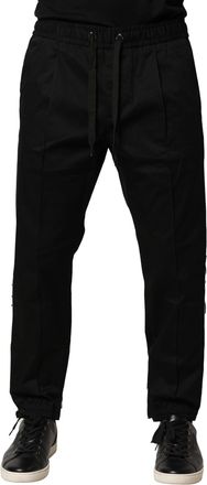 Dolce & Gabbana Black Cotton Mid Waist Jogger Mens Pants