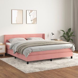 vidaXL Cama Box Spring Con Colch&oacute;n Terciopelo Rosa 160x200 Cm Vidaxl