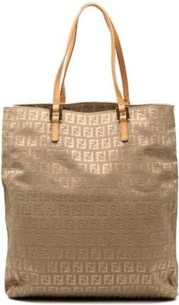 Fendi Pre-owned Tote Bags, female, Beige, Size: ONE SIZE Pre-owned Canvas Tote