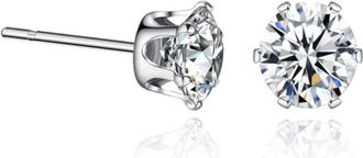 Generic 1 Pair 3mm Stainless Steel Crystal Zircon Ear Studs Earrings for Women/Men 4 Prong Tragus Cartilage Piercing Jewelry Durability and Attraction Multico