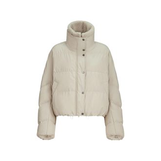 Brunello Cucinelli Techno Cotton Taffeta Down Jacket With Detachable Shearling Insert And Monili