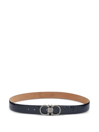 Ferragamo Gancini belt - men - Alligator Leather - 95 - Blue