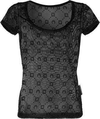 Marine Serre Moonogram Mesh Flock Ss Rundhals-Top