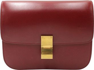 Celine Red Calfskin Leather Medium Box Bag (Authentic Pre-Loved)