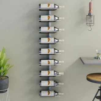 vidaXL Botellero De Pared Para 9 Botellas Hierro Blanco Vidaxl