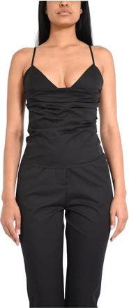 Patrizia Pepe Tops, Dames, Zwart, L, Katoen, Mouwloze Tops