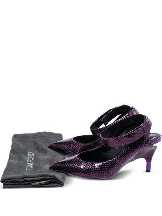 Tom Ford 90mm snakeskin ankle-strap pumps - women - Leather/Leather/Snakeskin - 37.5 - Purple