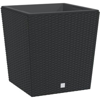 vidaXL Macetero Con Interior Extra&iacute;ble Pp Rat&aacute;n Gris Antracita 37/64 L Vidaxl
