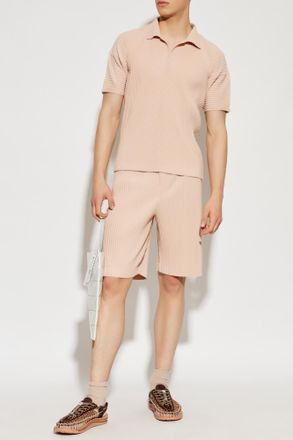 Homme Pliss&eacute; Issey Miyake Pleated Polo, Mens, Pink