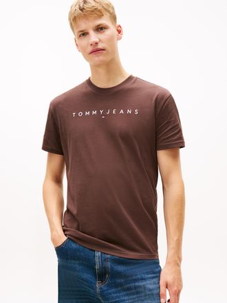 Tommy Jeans T-Shirt TOMMY JEANS TJM REG LINEAR LOGO TEE EXT, Herren, Gr. XXL, schwarz walnut, Single Jersey, Obermaterial: 100% Baumwolle, Rundhals, Shirts T-Shir
