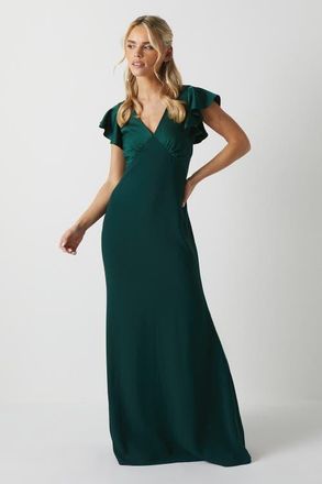 Coast Petite V-Neck Maxi Bridesmaid Dress in Emerald at Nordstrom, Size 14P