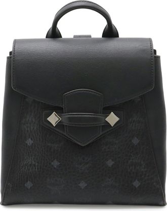 MCM Mcm Visetos Black Canvas Leather Backpack (Pre-Owned)