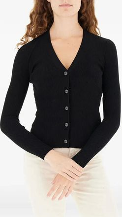 Max Mara Geribbeld vest met V-hals - Zwart