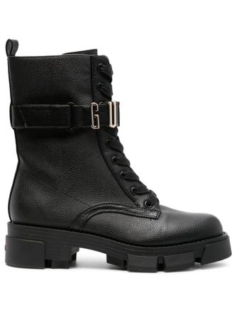 Guess Co Madox logo-plaque boots - women - Other fibres - 40 - Black