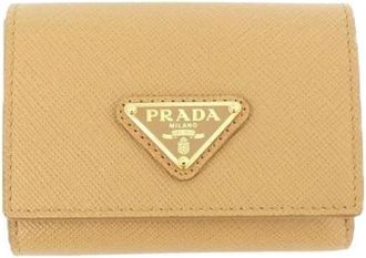 Prada Pre-owned Wallets, male, Beige, Size: ONE SIZE Pre-owned Saffiano Triang Wallet