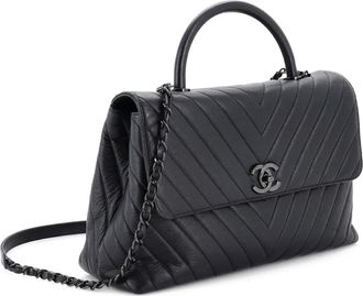 Chanel Borsa a tracolla So Black Coco media in pelle Caviar trapuntata - Nero