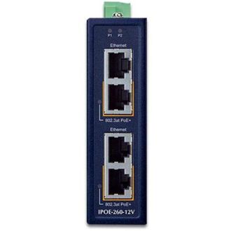 Planet Inyector Poe+ 802.3at De 2 Puertos 10/100/1000t De Planet Industrial Con Amplificador De 12 V, Ipoe-260-12v